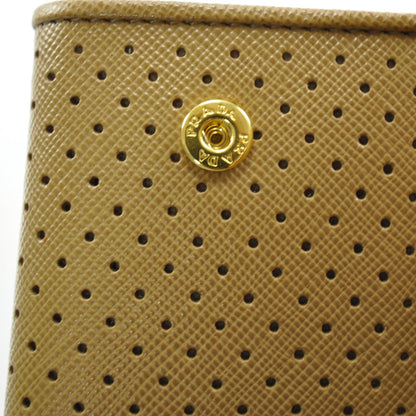Prada Saffiano Perforated Stripe Continental Wallet Cuoio Mimosa 9 of 9