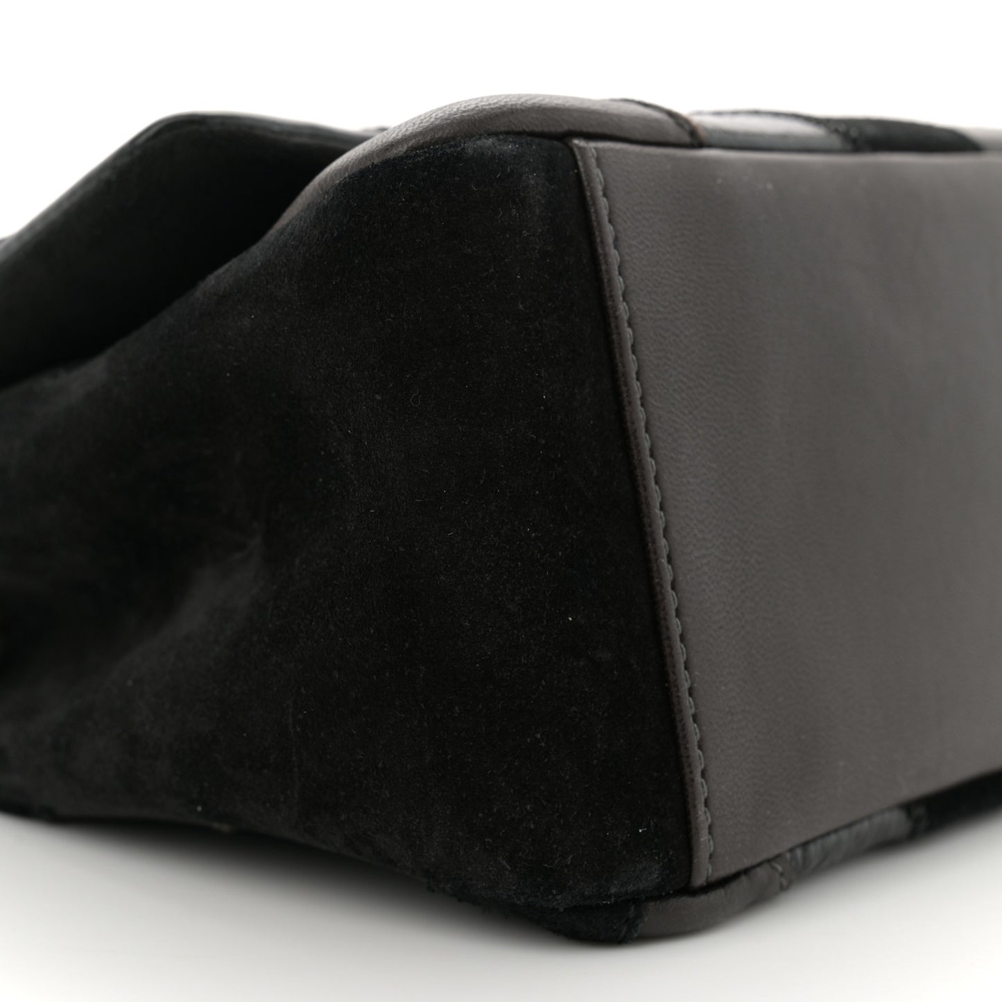Suede Lambskin Glazed Calfskin Lady Vintage Chevron Flap Black Brown