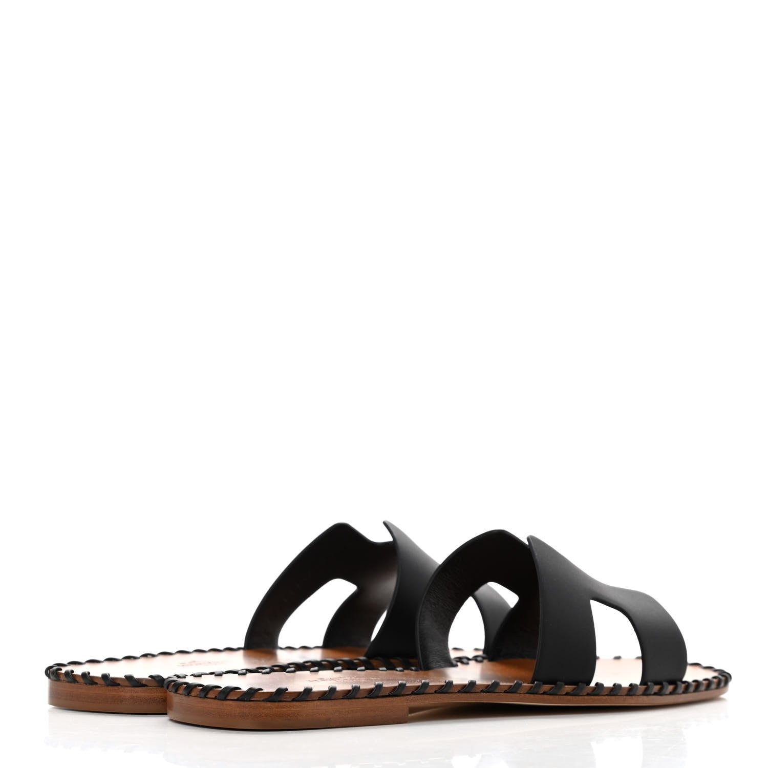 Hermes Box Calfskin Braided Oran Sandals 37 Black 4 of 9