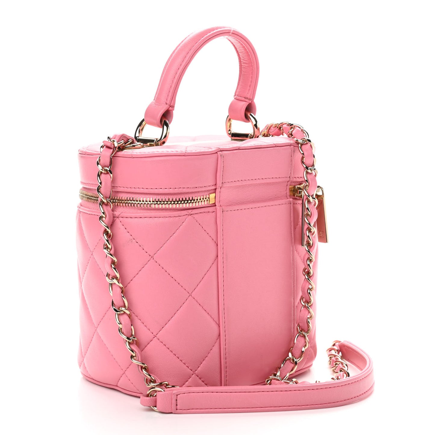 Lambskin Quilted Trendy Vanity Case Pink