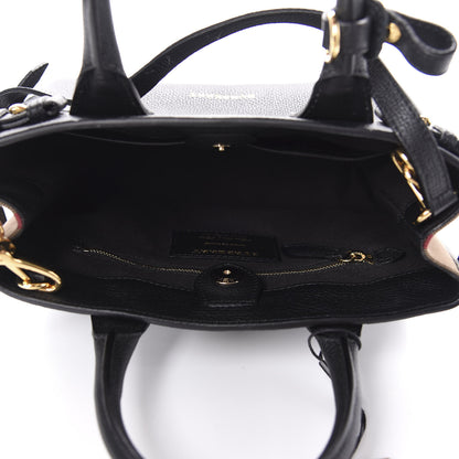 Burberry Grainy Calfskin House Check Small Banner Tote Black 5 of 9