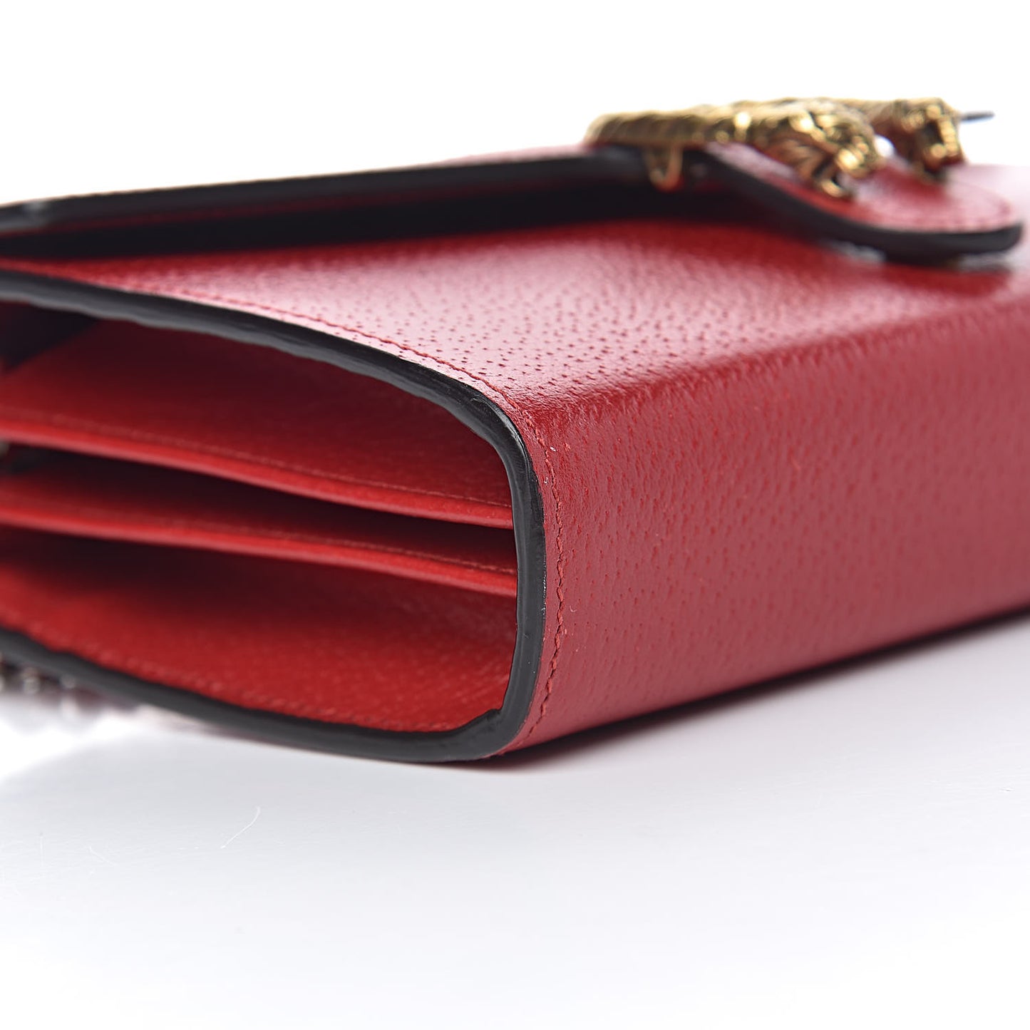 Calfskin Web Mini Dionysus Chain Wallet Hibiscus Red