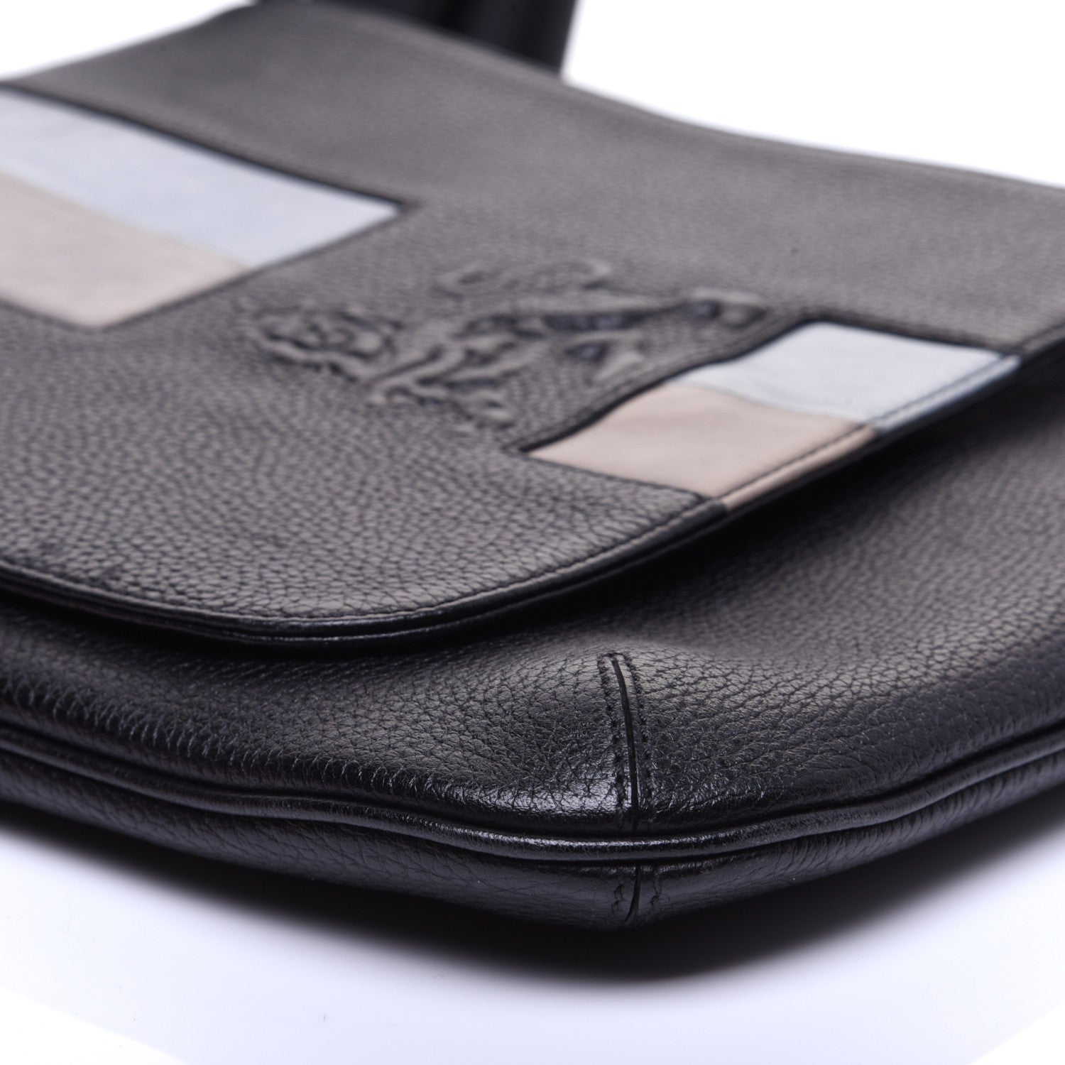 MCM Calfskin Munich Lion Messenger Black 6 of 13