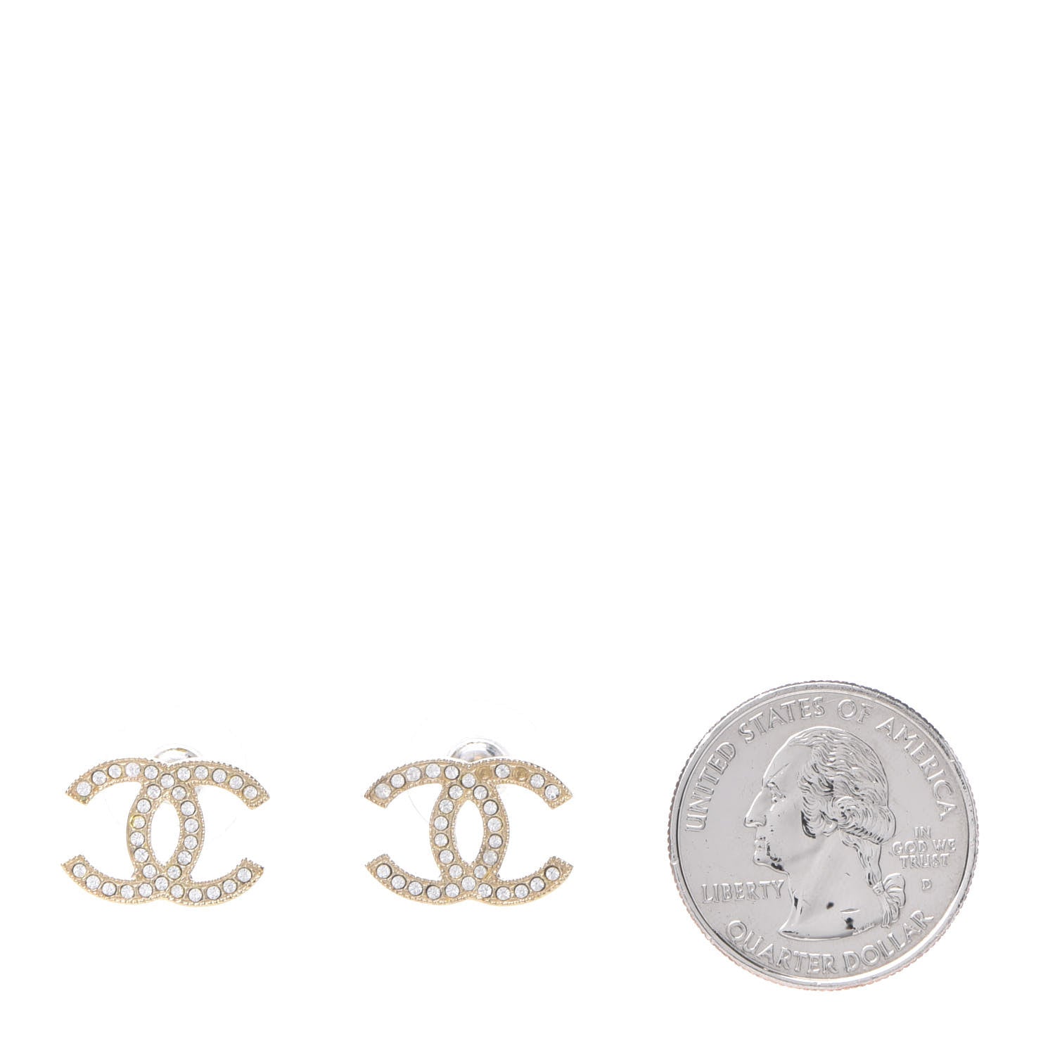 Chanel Crystal CC Earrings Gold 2 of 6