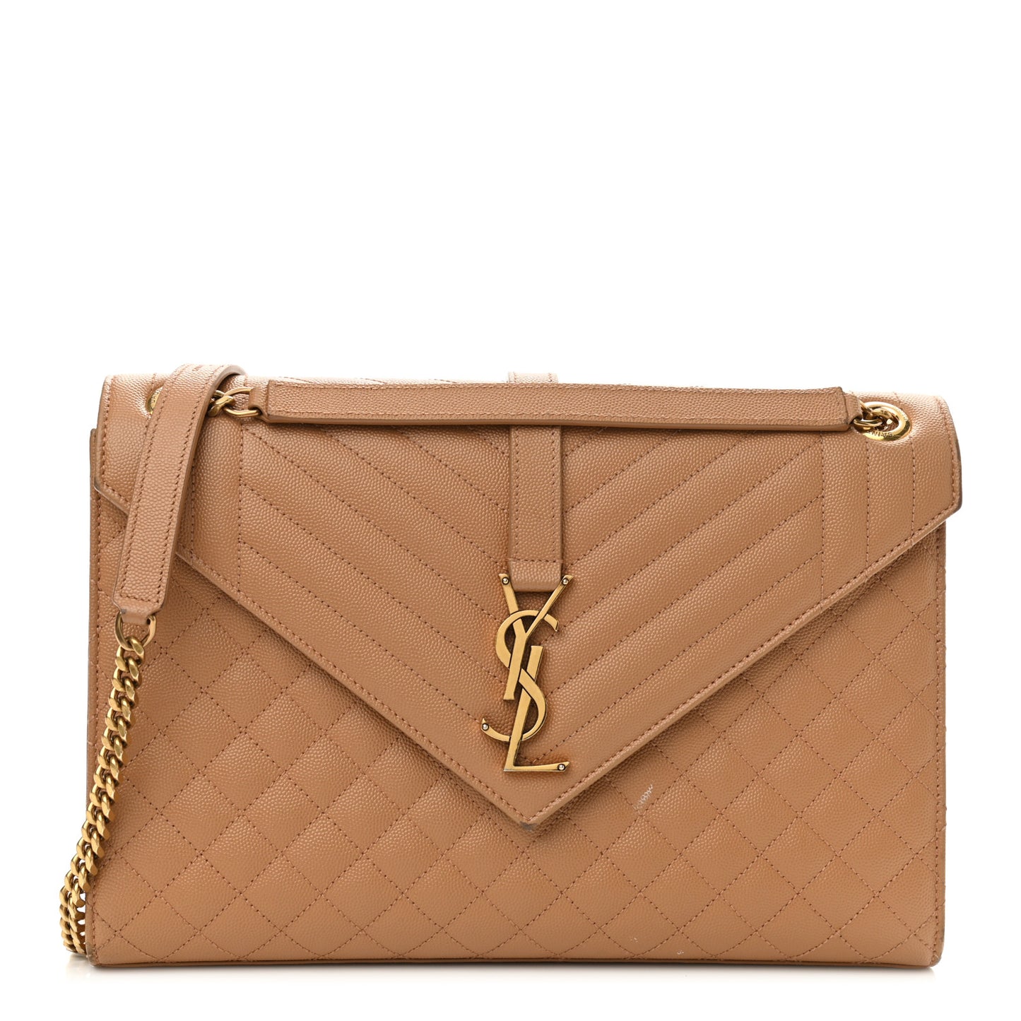 Grain De Poudre Textured Mixed Matelasse Triquilt Large Monogram Satchel Dune