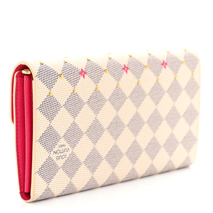 Louis Vuitton LOUIS VUITTON Damier Azur Studded Sarah Wallet NM Fuchsia 3 of 9