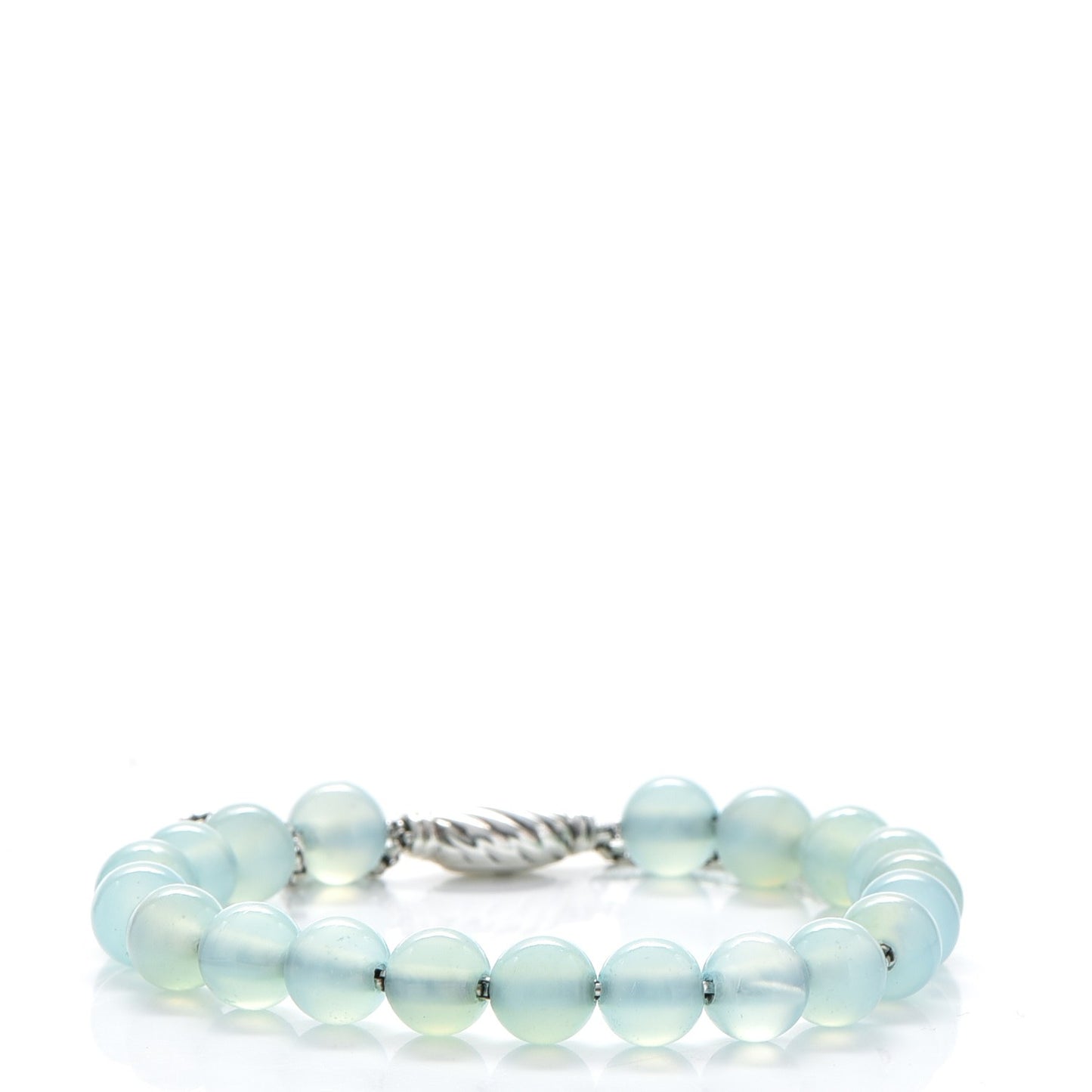 Sterling Silver Blue Chalcedony 8mm Spiritual Beads Bracelet