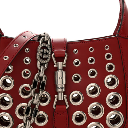 Gucci Calfskin Ha Ha Ha Jackie 1961 Eyelet Hobo Cherry Red 8 of 11