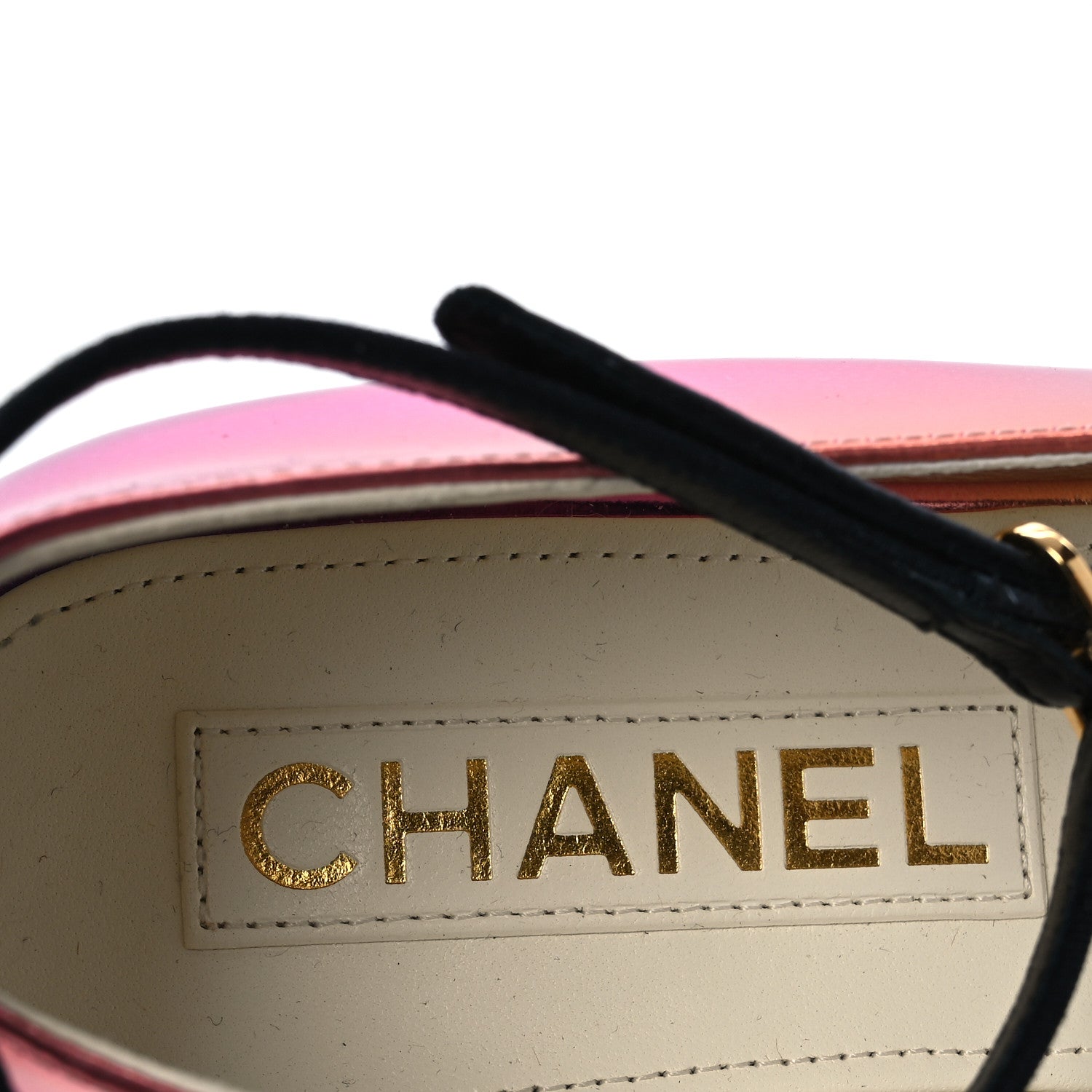 Chanel Laminated Calfskin Grosgrain Cap Toe CC Flats 36.5 Pink Orange Yellow Black 8 of 12