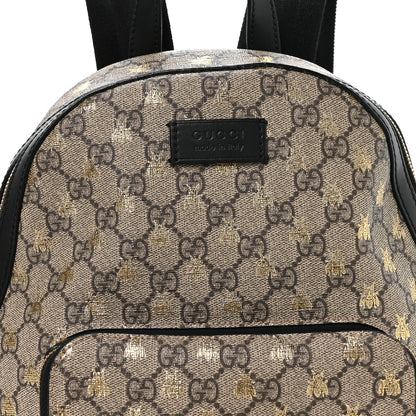Gucci GG Supreme Monogram Bees Print Small Day Backpack Beige Oro Black 7 of 9