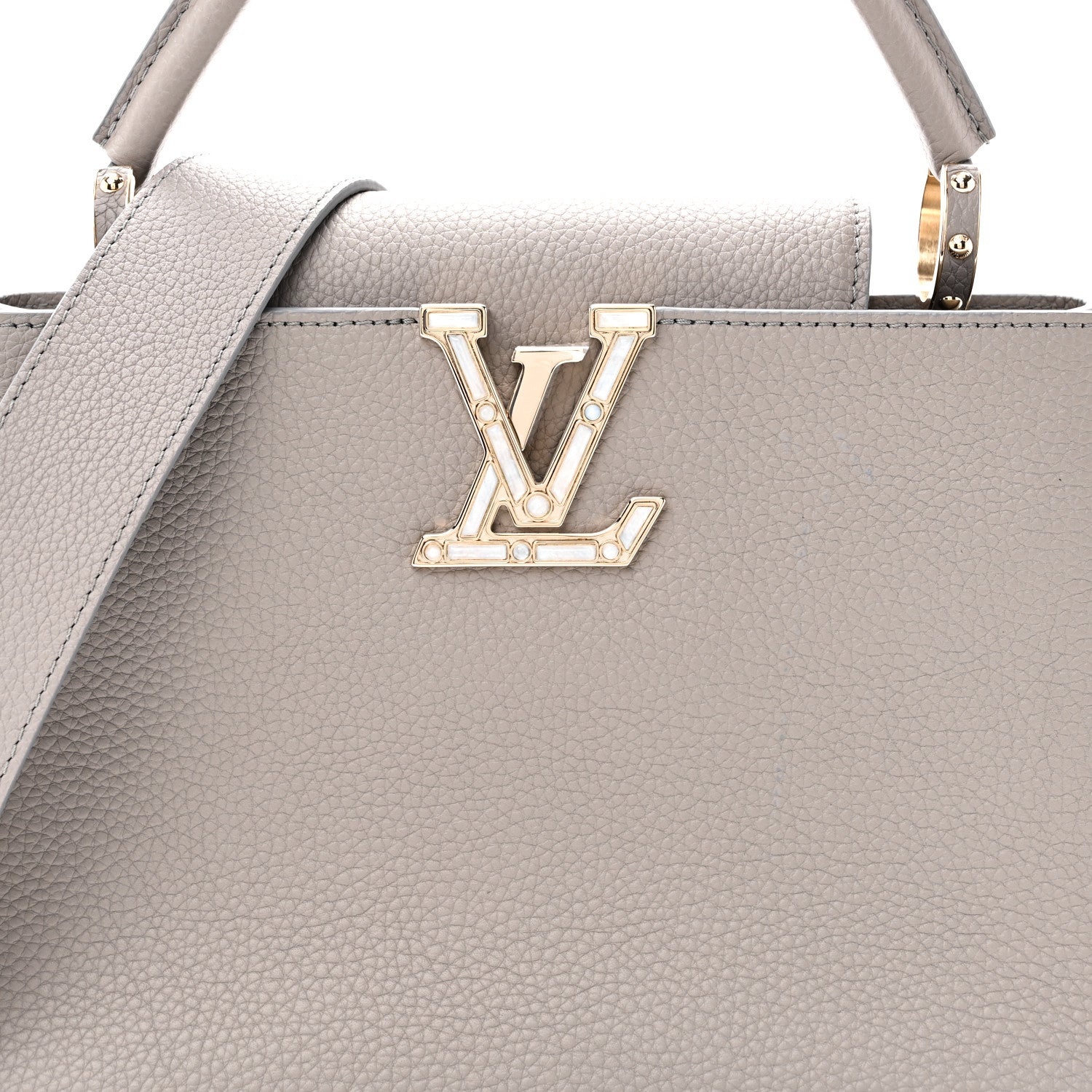Louis Vuitton Taurillon Moonstone Capucines MM  Galet 7 of 10