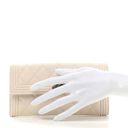 Chanel Caviar Quilted Large Boy Gusset Flap Wallet White 2 of 12