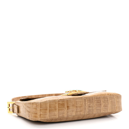 Fendi Fabric Crocodile Crystal Lizard Baguette 4 of 10