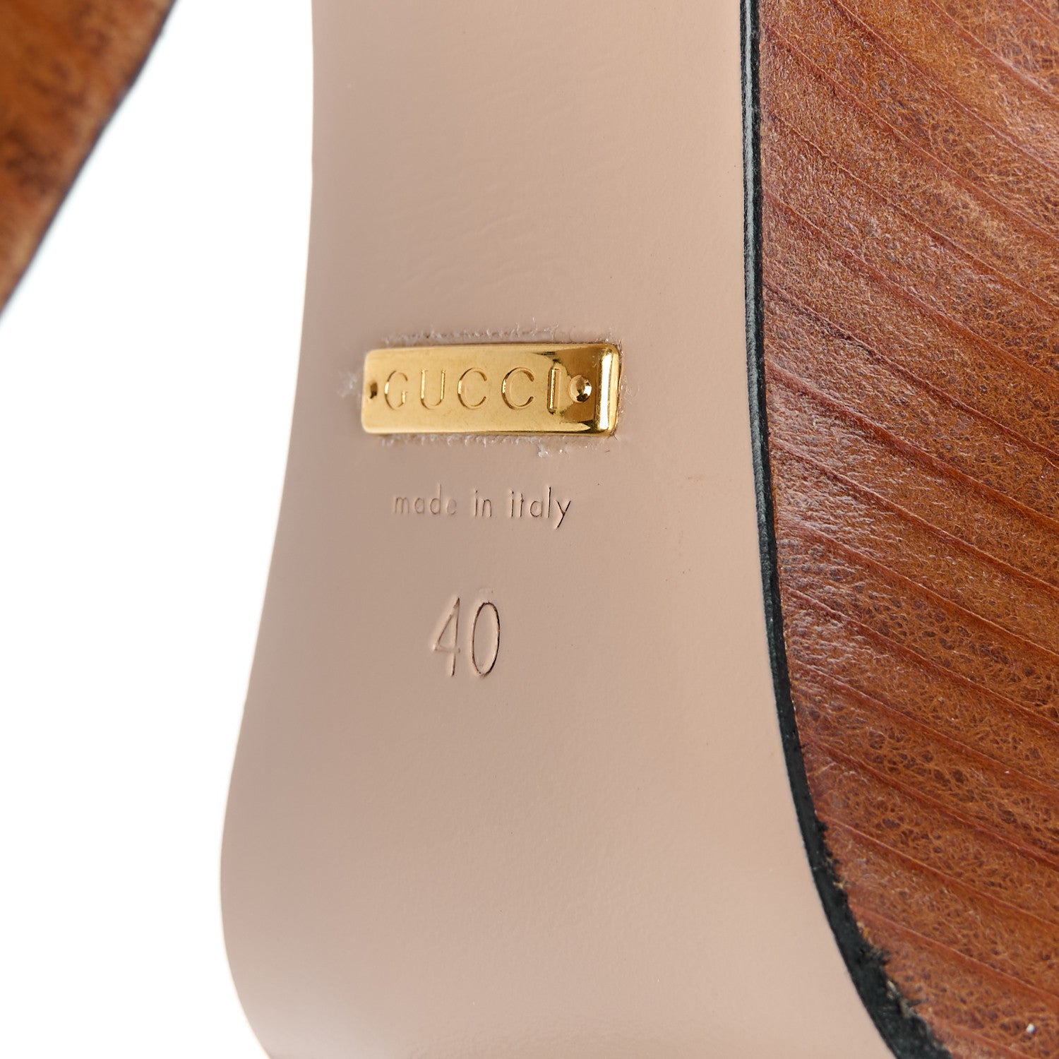 【セナココ】GUCCI GGサボサンダル38cm 正品 付属品領収書在中 Gucci Cosmos Softy Calfskin Wooden Interlocking G Cut-Out 30/120mm