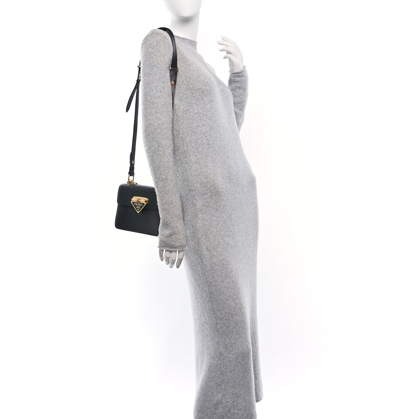 Saffiano Symbole Flap Shoulder Bag Black