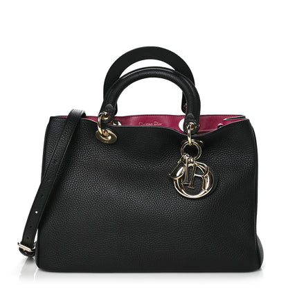 Christian Dior Bullcalf Medium Diorissimo Tote Black Rose Indien 1 of 9