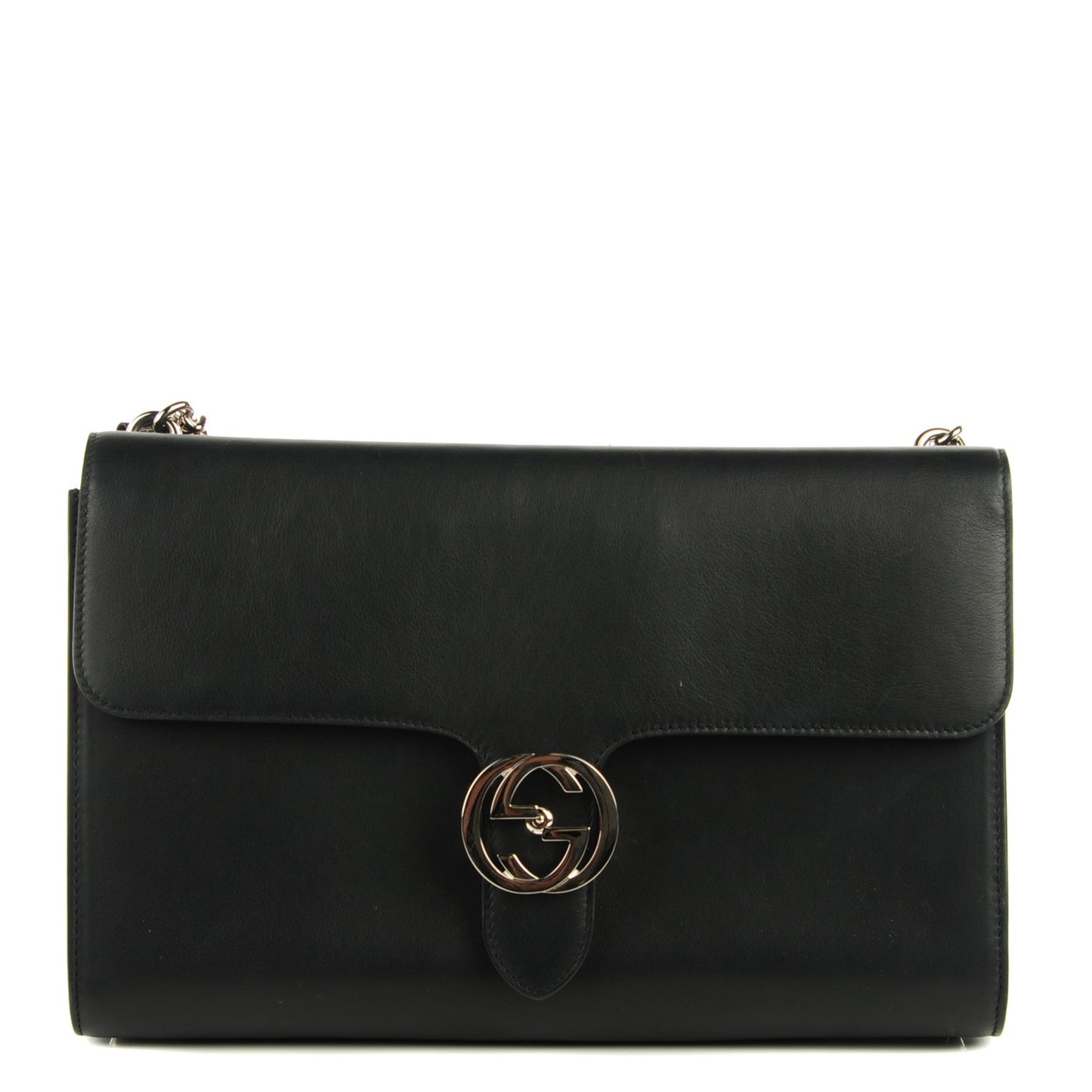 Moon Calfskin Medium Interlocking G Shoulder Bag Black