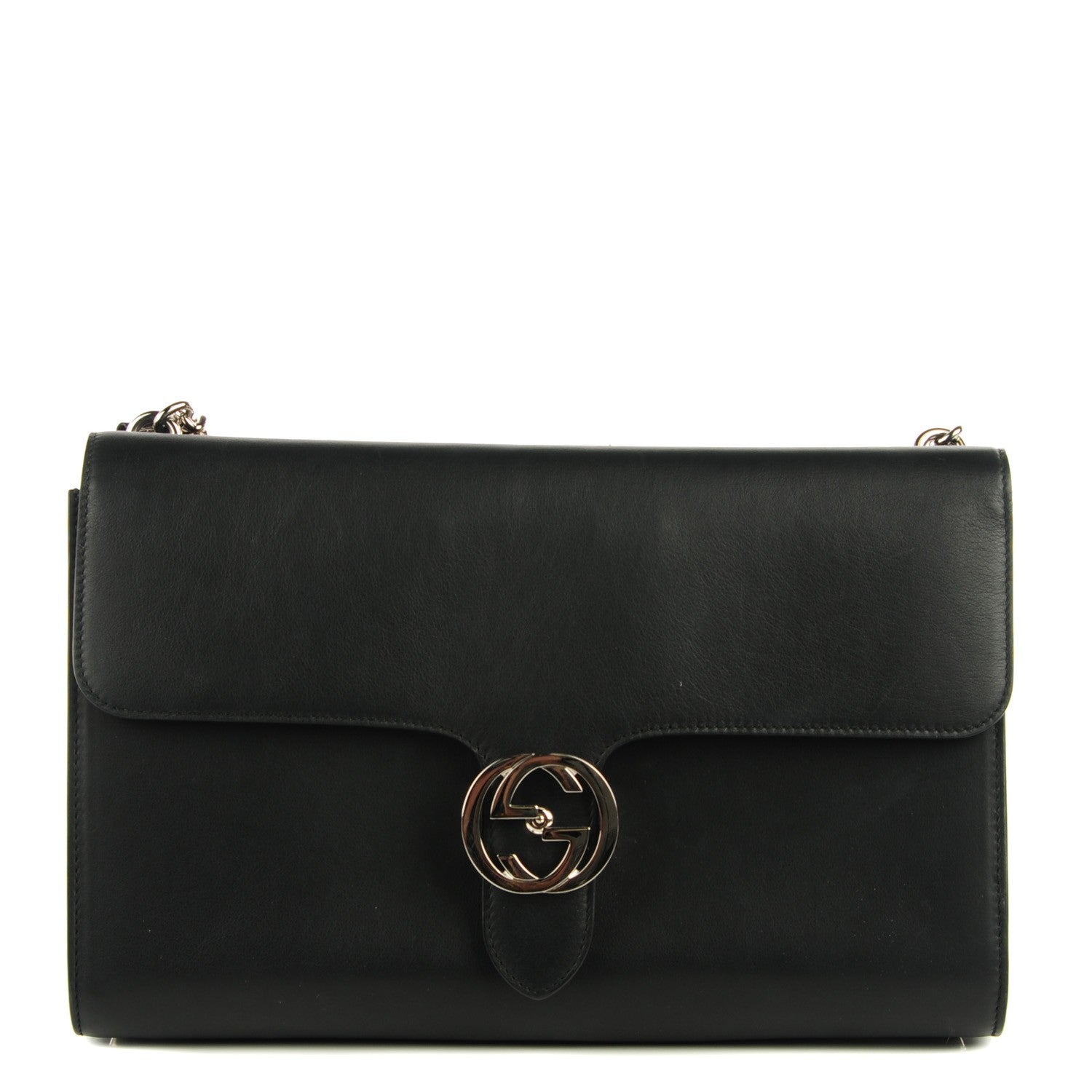 Gucci Moon Calfskin Medium Interlocking G Shoulder Bag Black 1 of 7