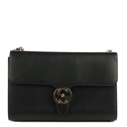 Gucci Moon Calfskin Medium Interlocking G Shoulder Bag Black 1 of 7
