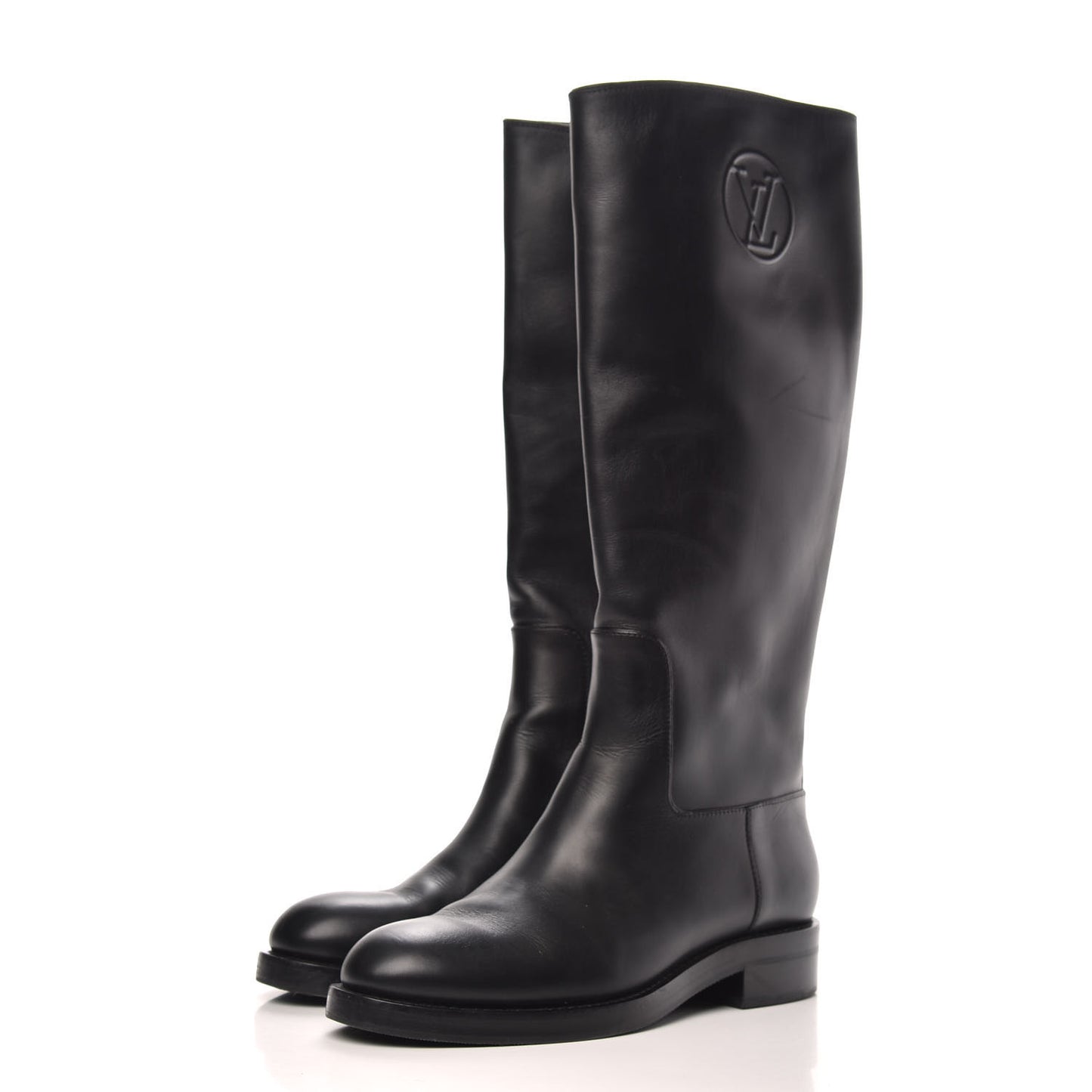 Calfskin Overdrive Flat High Boots 38.5 Black