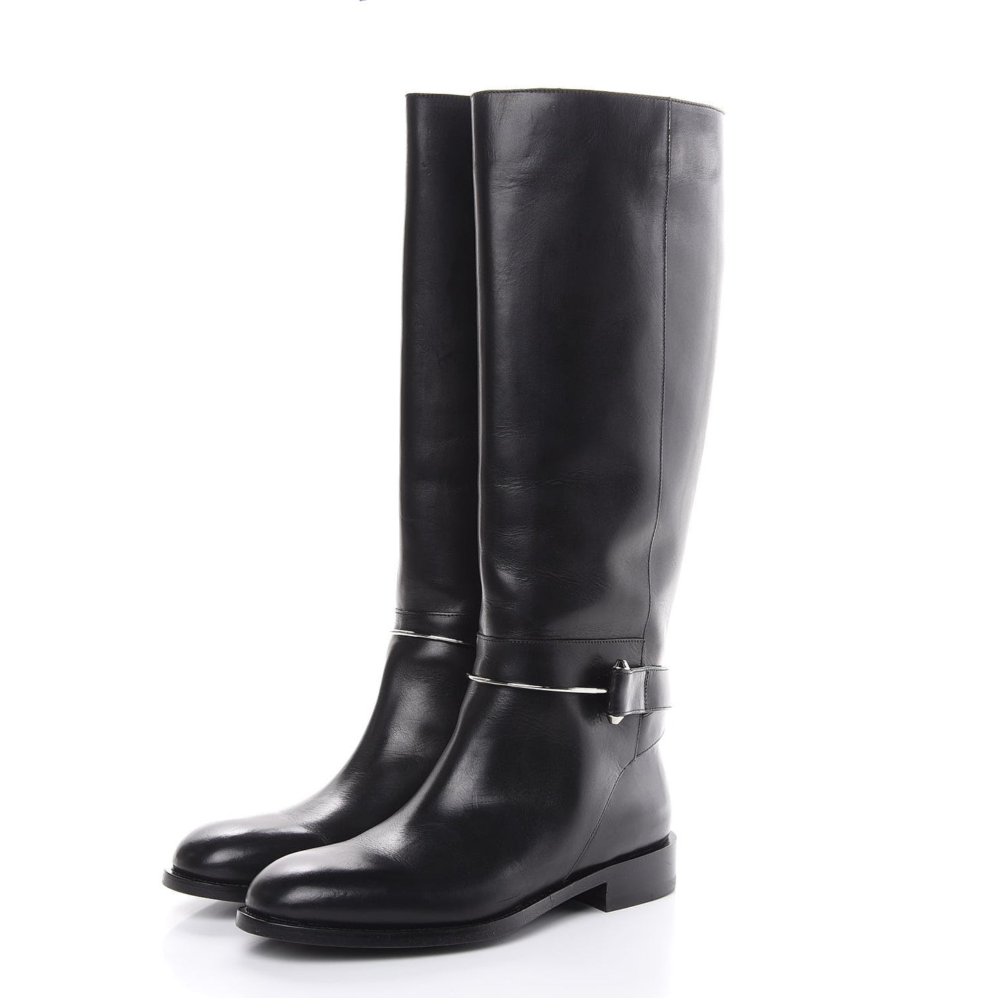 Calfskin Knee High Boots 40 Black