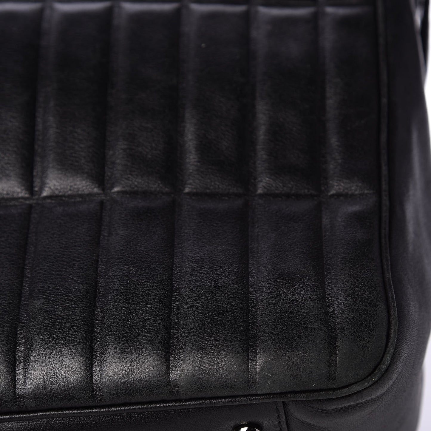 Calfskin Vertical Quilted Lax Shoulder Bag Black