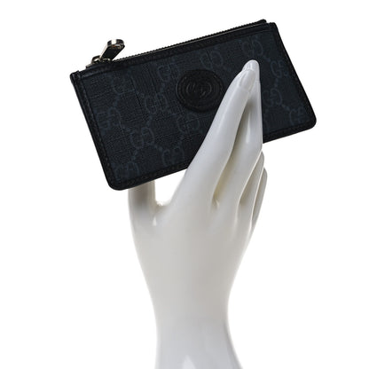 Gucci GG Supreme Monogram Azalea Calfskin Retro Interlocking G Coin Case Card Holder Black 2 of 7