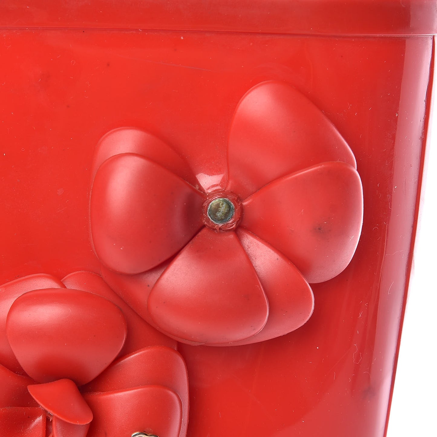 Rubber Camellia Rain Boots 37 Red