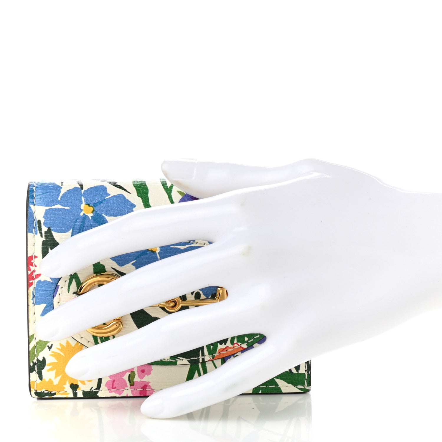 Gucci X KEN SCOTT New Shangai Calfskin Jardin D'Avril Floral Print Horsebit 1955 Card Case Wallet 2 of 8