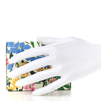 Gucci X KEN SCOTT New Shangai Calfskin Jardin D'Avril Floral Print Horsebit 1955 Card Case Wallet 2 of 8
