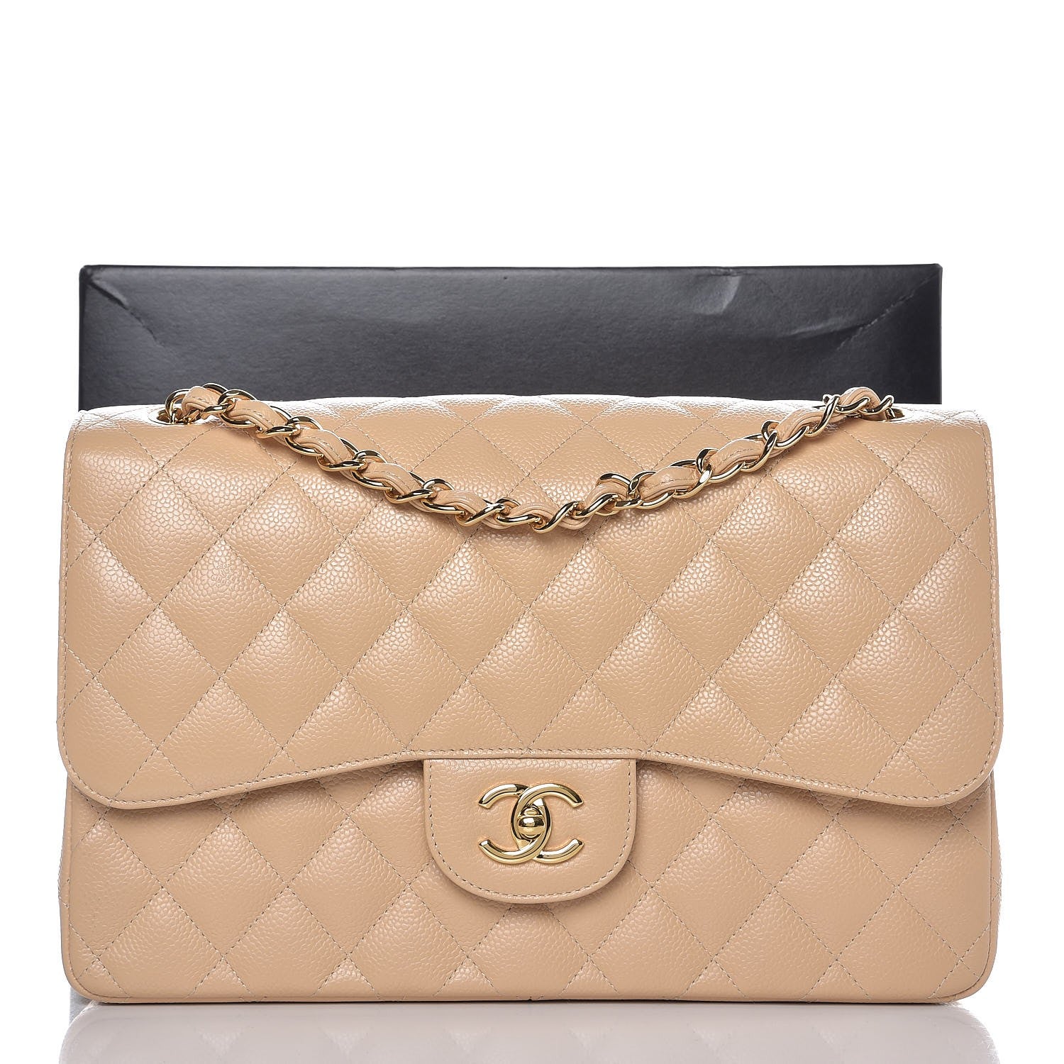 Chanel Caviar Quilted Jumbo Double Flap Beige Clair 8 of 8