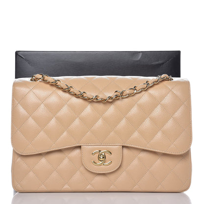 Chanel Caviar Quilted Jumbo Double Flap Beige Clair 8 of 8
