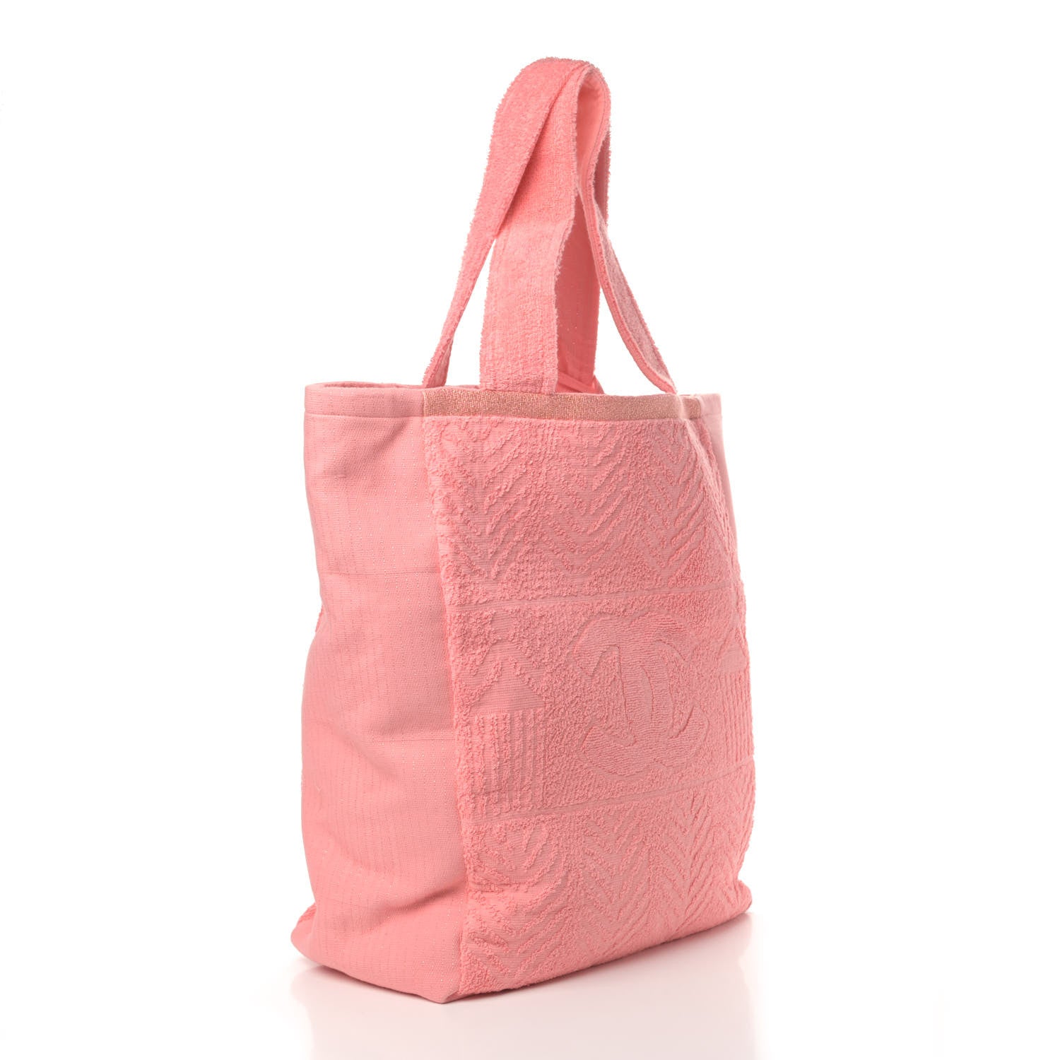 Chanel Terry Cotton CC Beach Tote Towel Set Coral 3 of 5