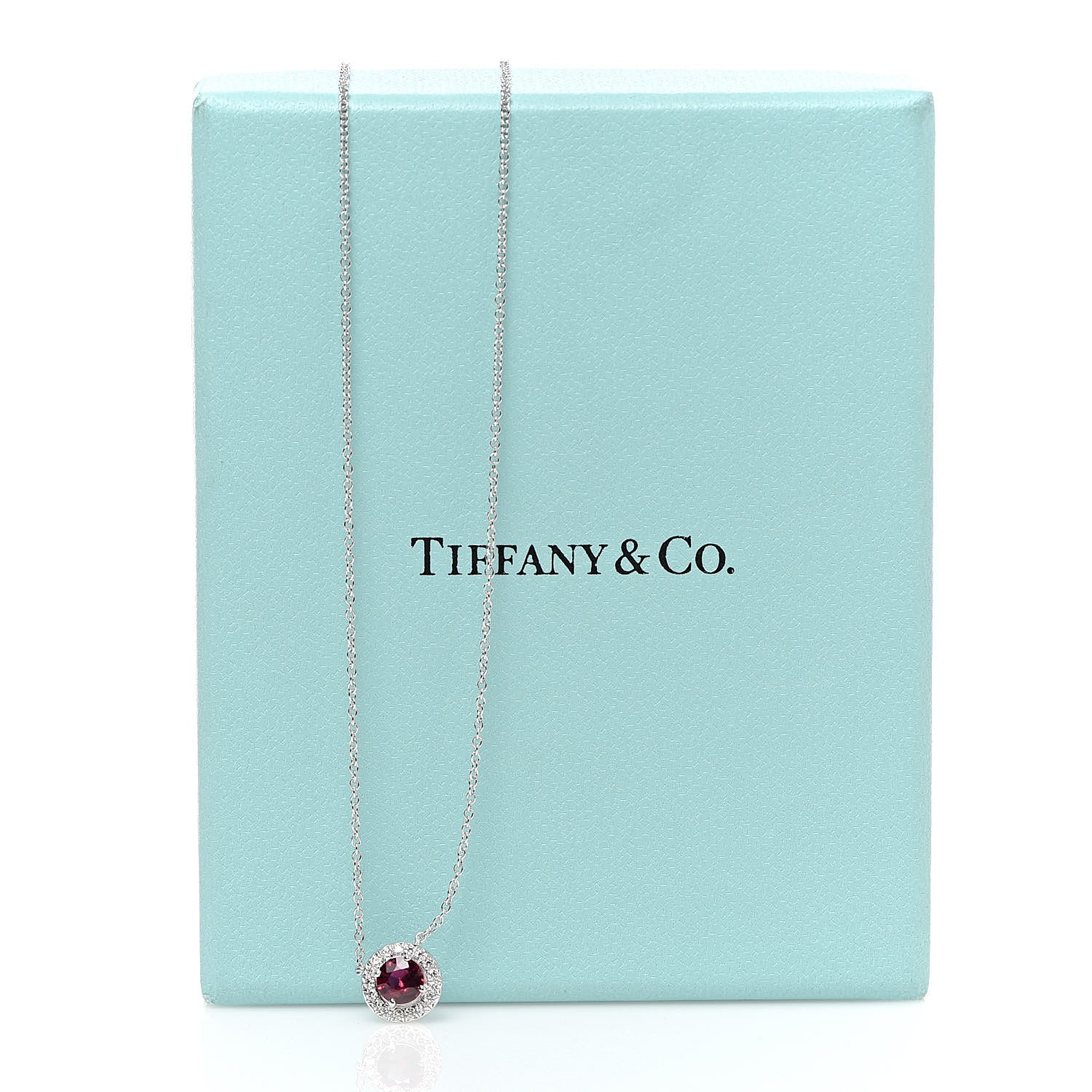 Tiffany Platinum Diamond Ruby Soleste Pendant Necklace 7 of 7