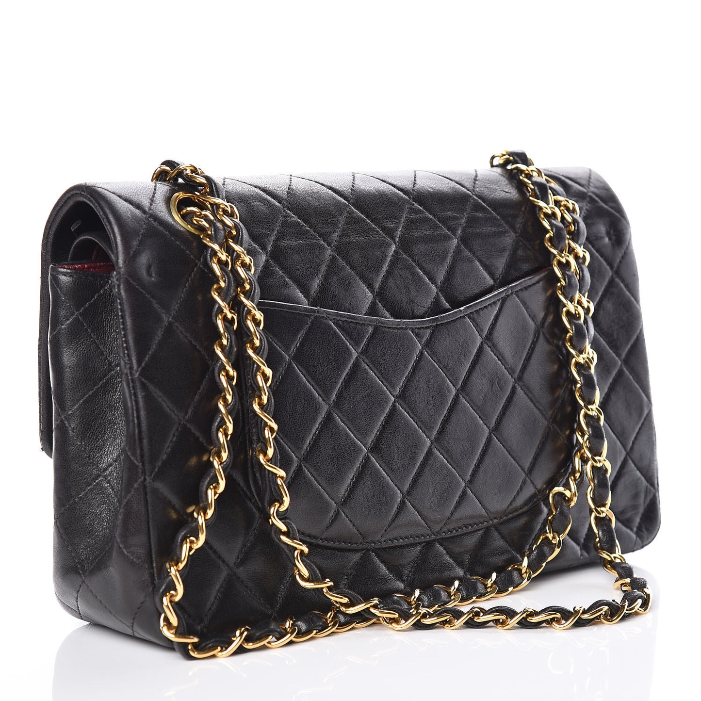 Lambskin Quilted Medium Double Flap Black