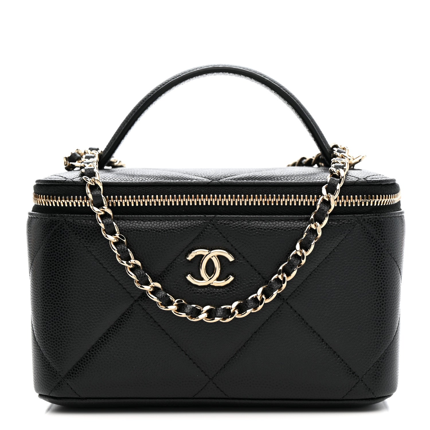 Chanel Caviar Quilted Top Handle Long Vanity Black 1 of 12