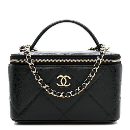 Chanel Caviar Quilted Top Handle Long Vanity Black 1 of 12
