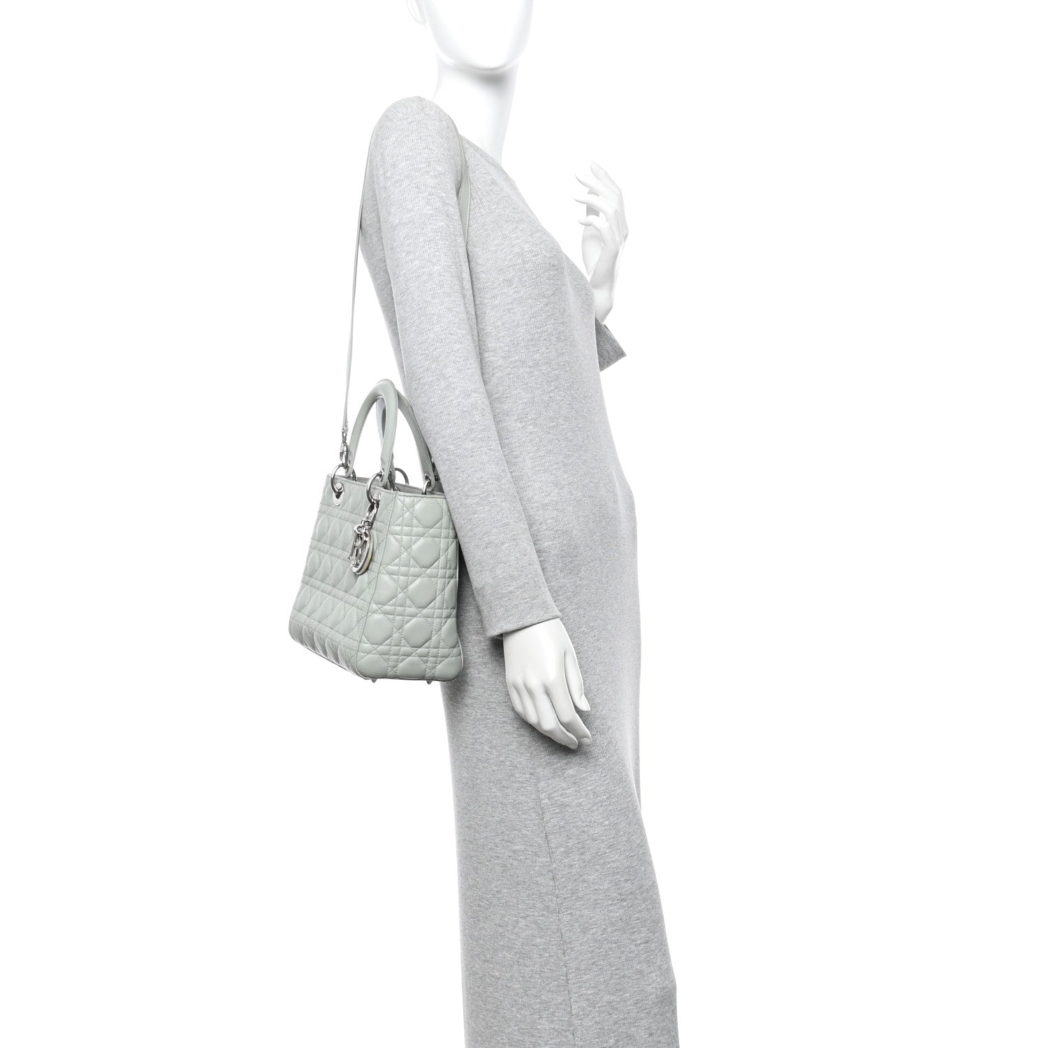 Christian Dior Lambskin Cannage Medium Lady Dior Green 2 of 17