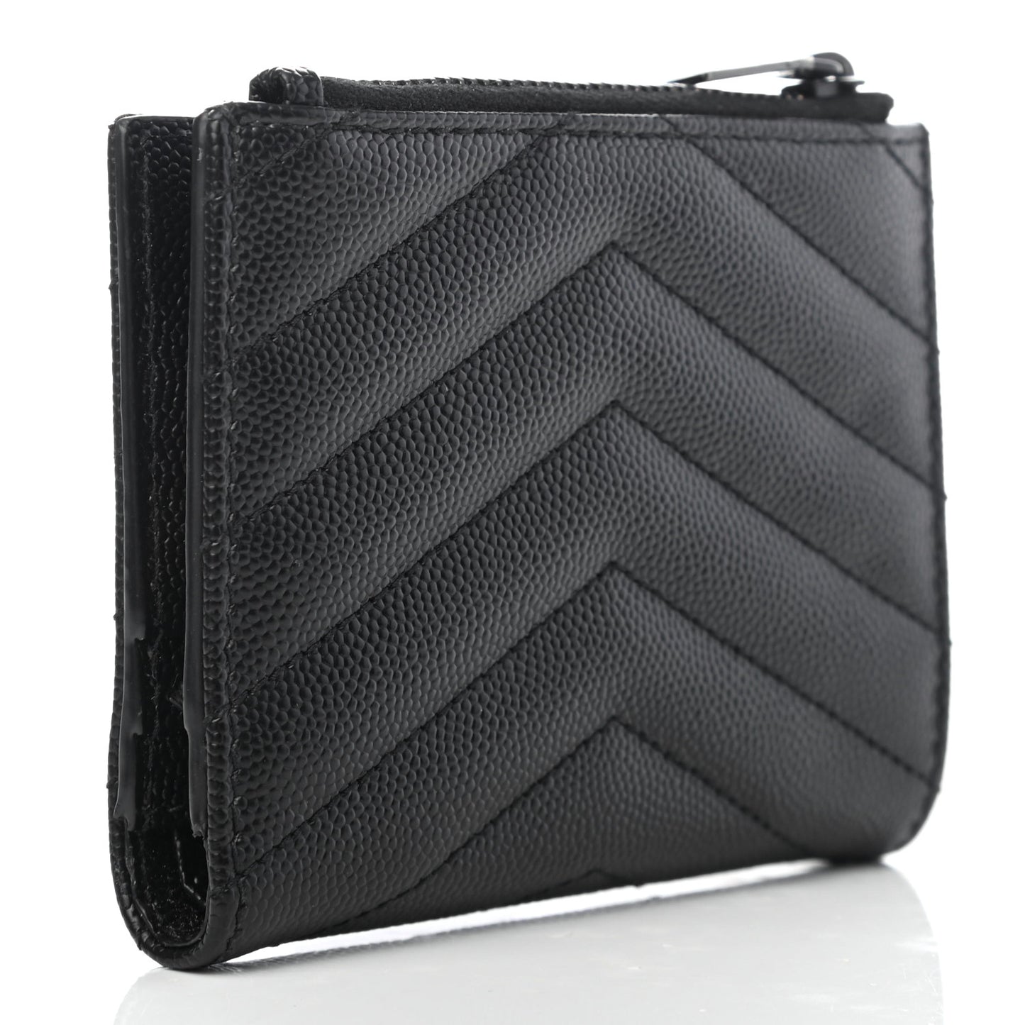 Grain De Poudre Matelasse Chevron Monogram Zipped Card Case Black
