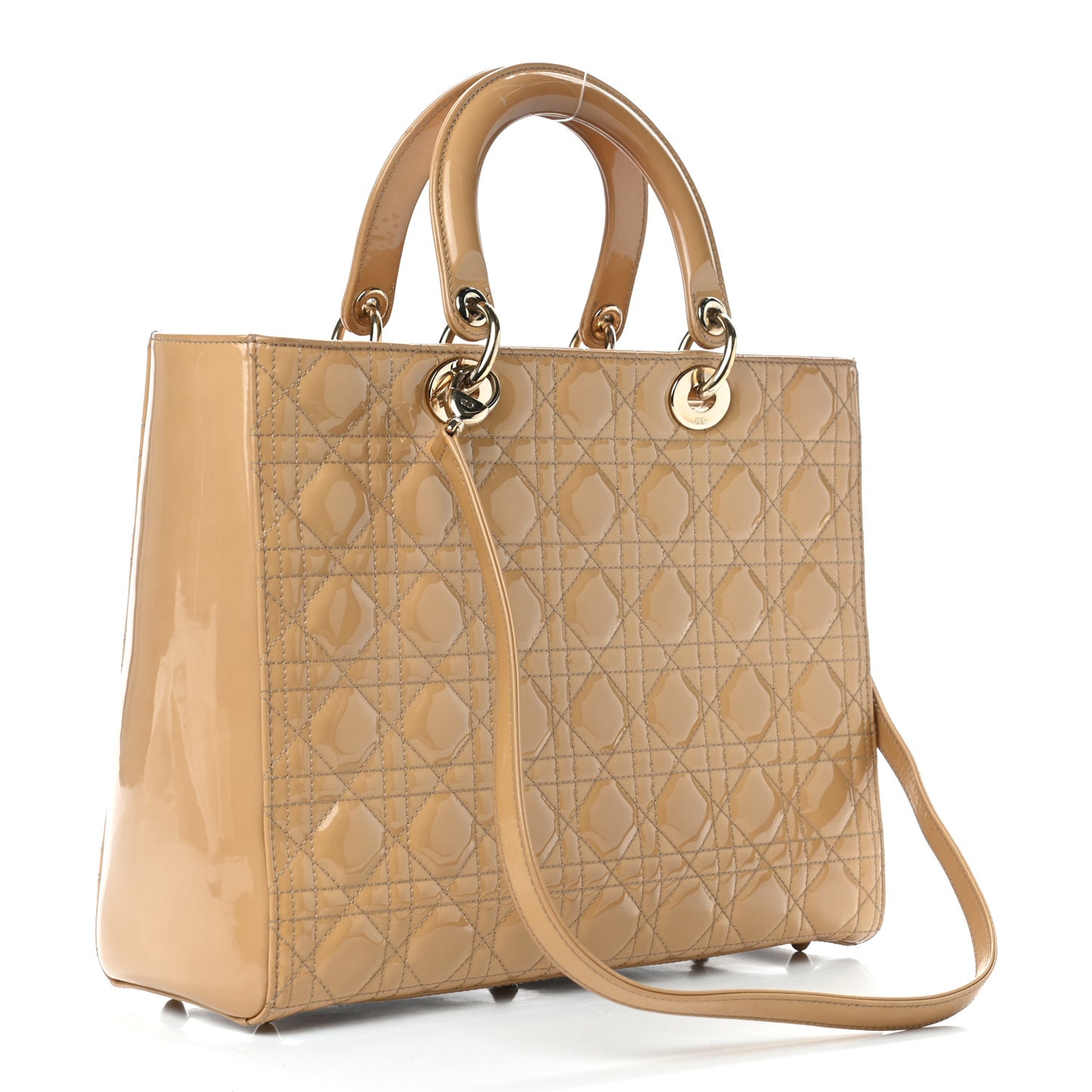 Patent Cannage Large Lady Dior Beige