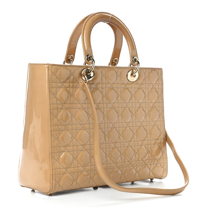 Christian Dior Patent Cannage Large Lady Dior Beige 3 of 10