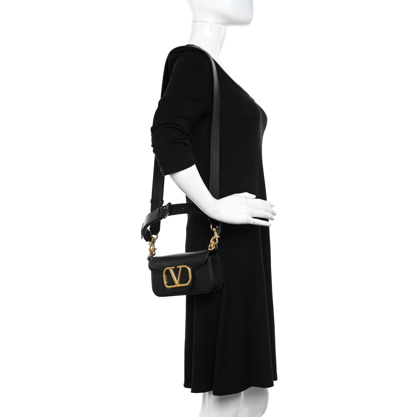 Calfskin Vlogo Small Loco Shoulder Bag Black