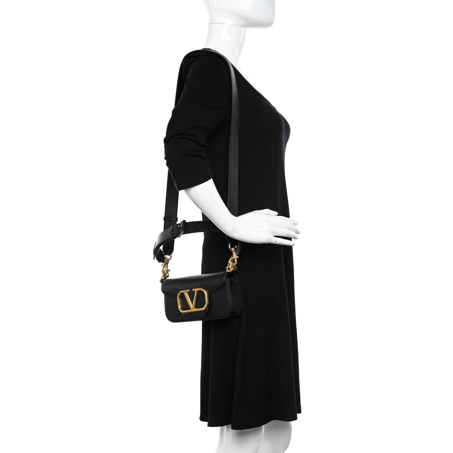 Valentino Garavani Calfskin Vlogo Small Loco Shoulder Bag Black 2 of 9