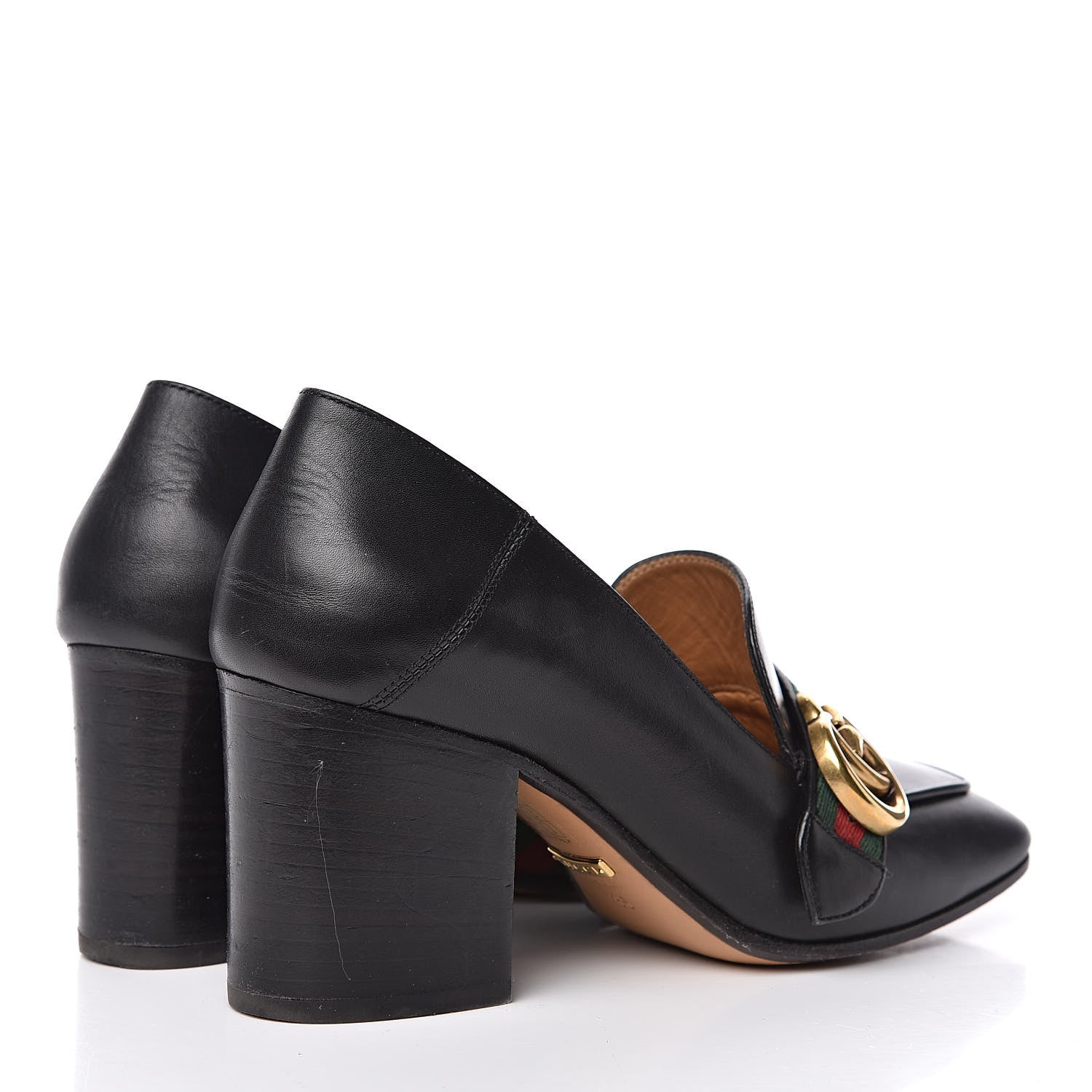 Gucci Calfskin Web Peyton Loafer Pumps 35 Black 4 of 12