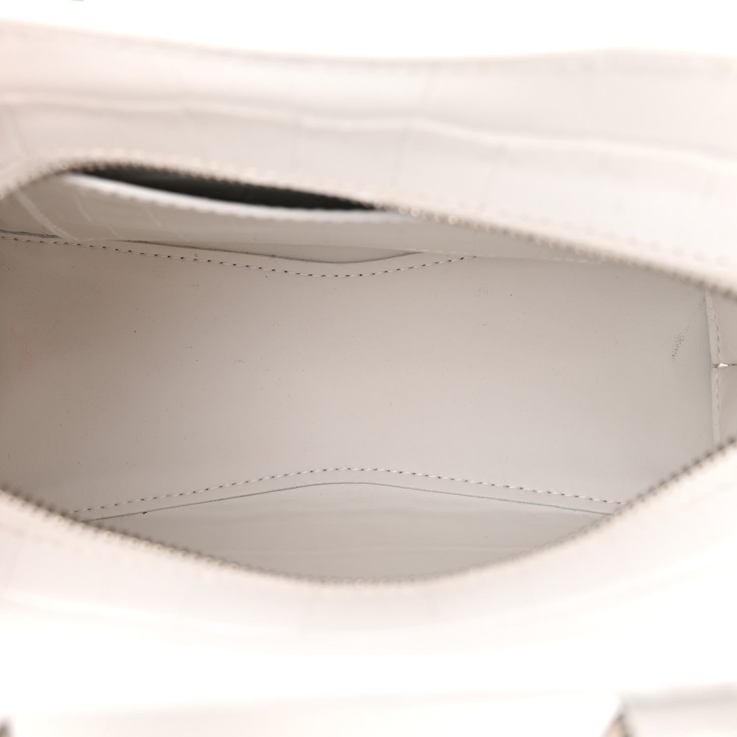 Balenciaga Semi Shiny Calfskin Crocodile Embossed Neo Classic Silver Hardware Mini City White 5 of 11