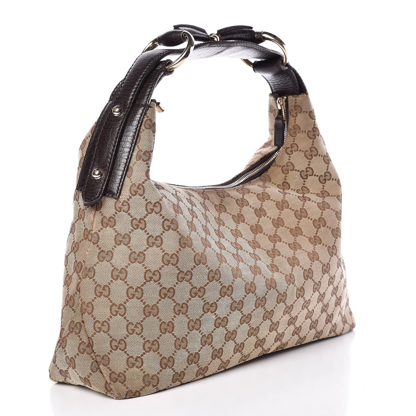 Monogram Medium Horsebit Chain Hobo Dark Brown