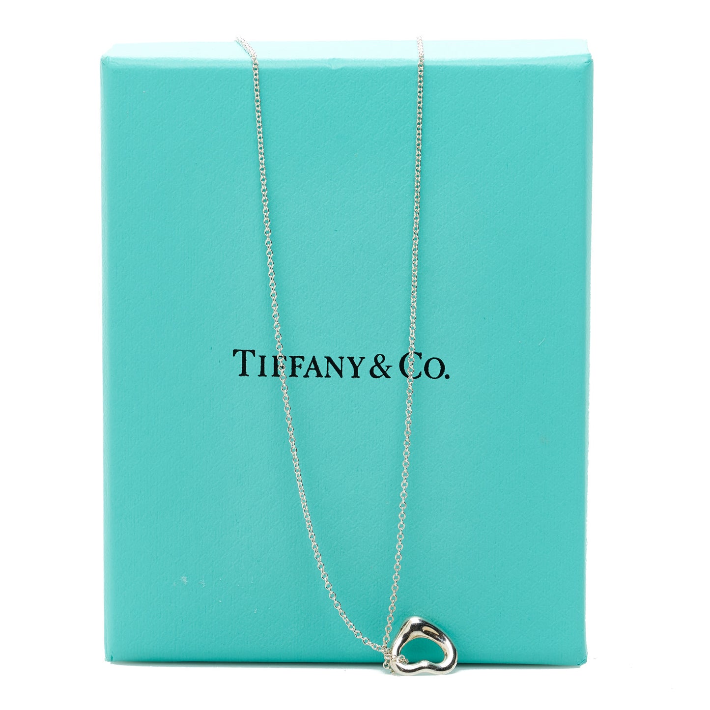 Sterling Silver 9mm Elsa Peretti Open Heart Pendant Necklace