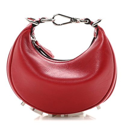 Fendi Vitello Grace Matte Nano Fendigraphy Hobo Charm Scarlet 1 of 10