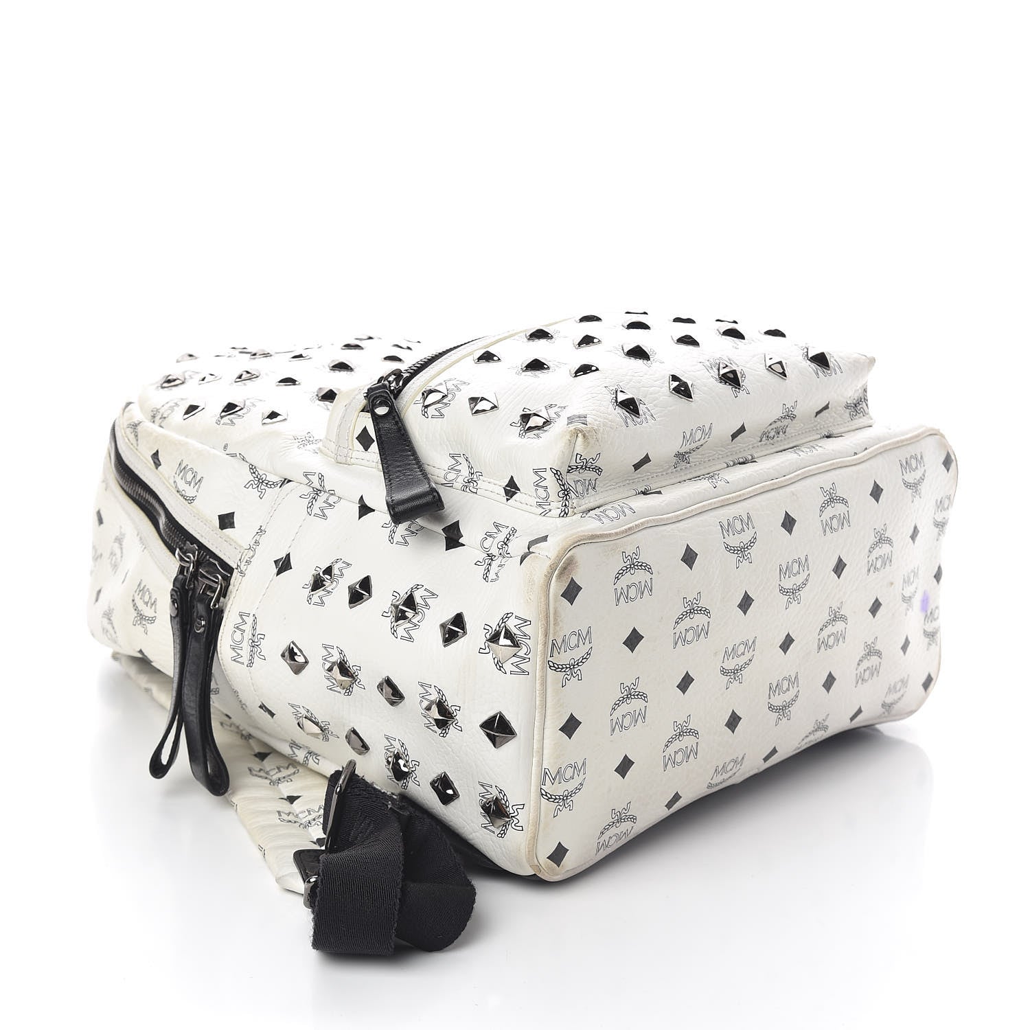 MCM Visetos Studded Medium Stark Backpack White 4 of 17