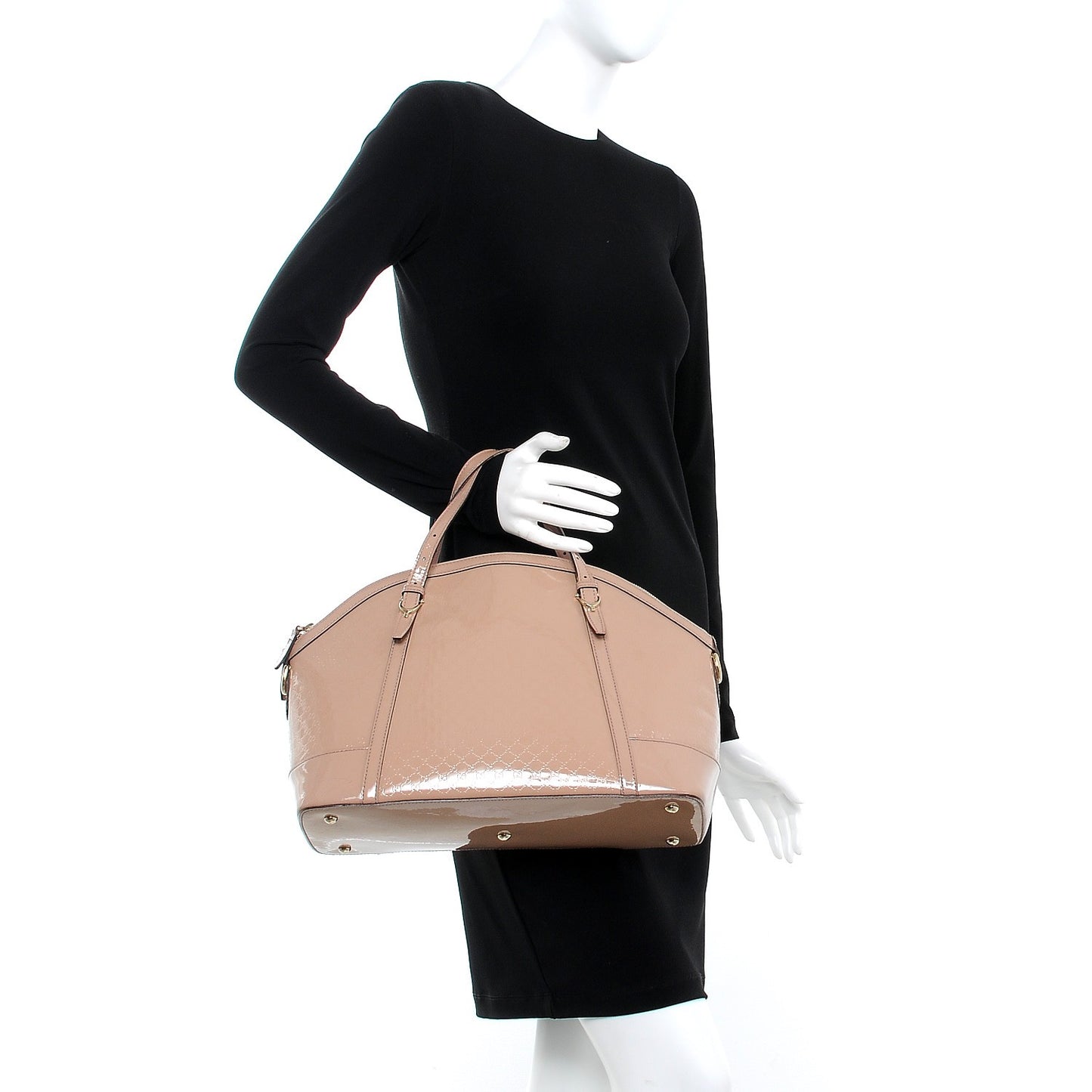 Patent Microguccissima Medium Nice Top Handle Dome Bag Dark Cipria